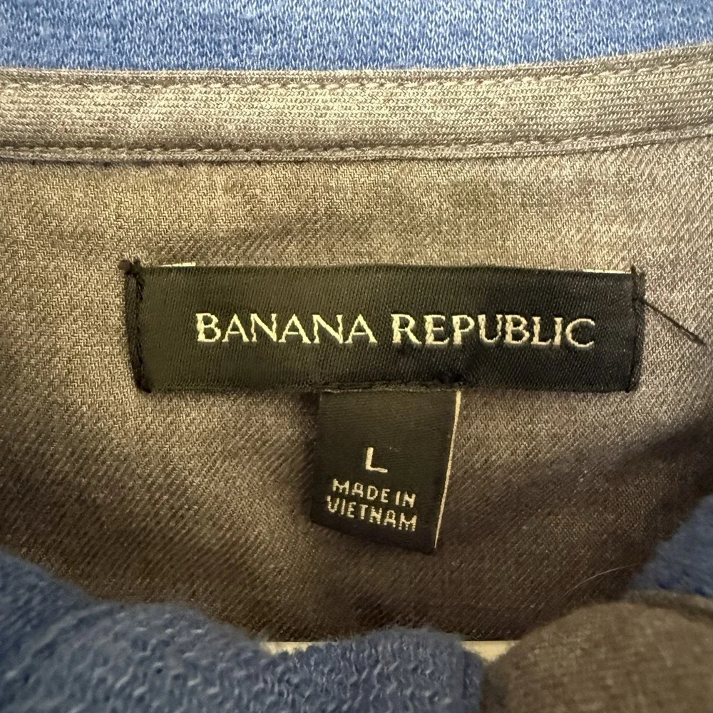 Banana Republic Men's Large Blue Mock Neck‎ Button Pullover Sweatshirt